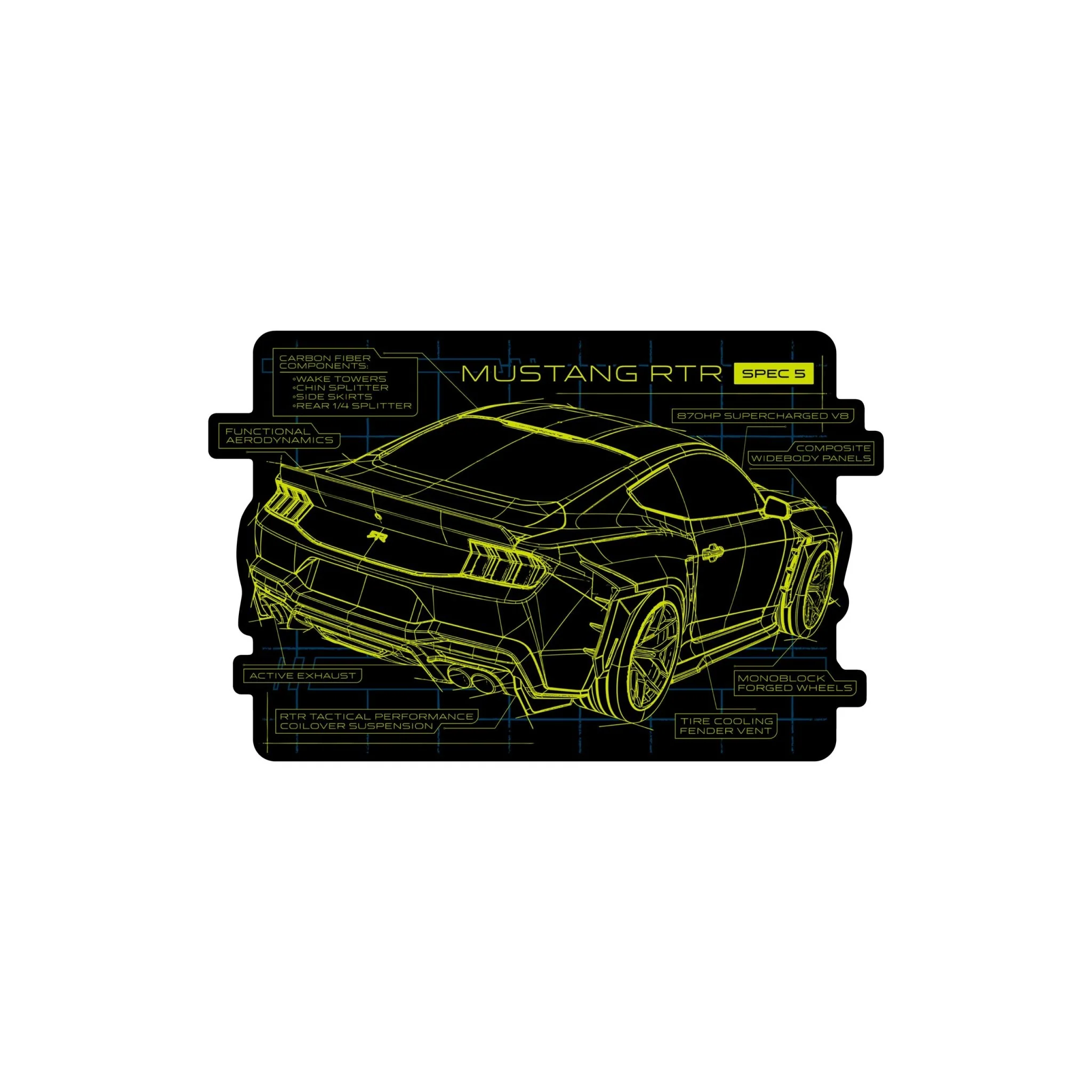 Mustang RTR Spec 5 Features Die Cut Sticker